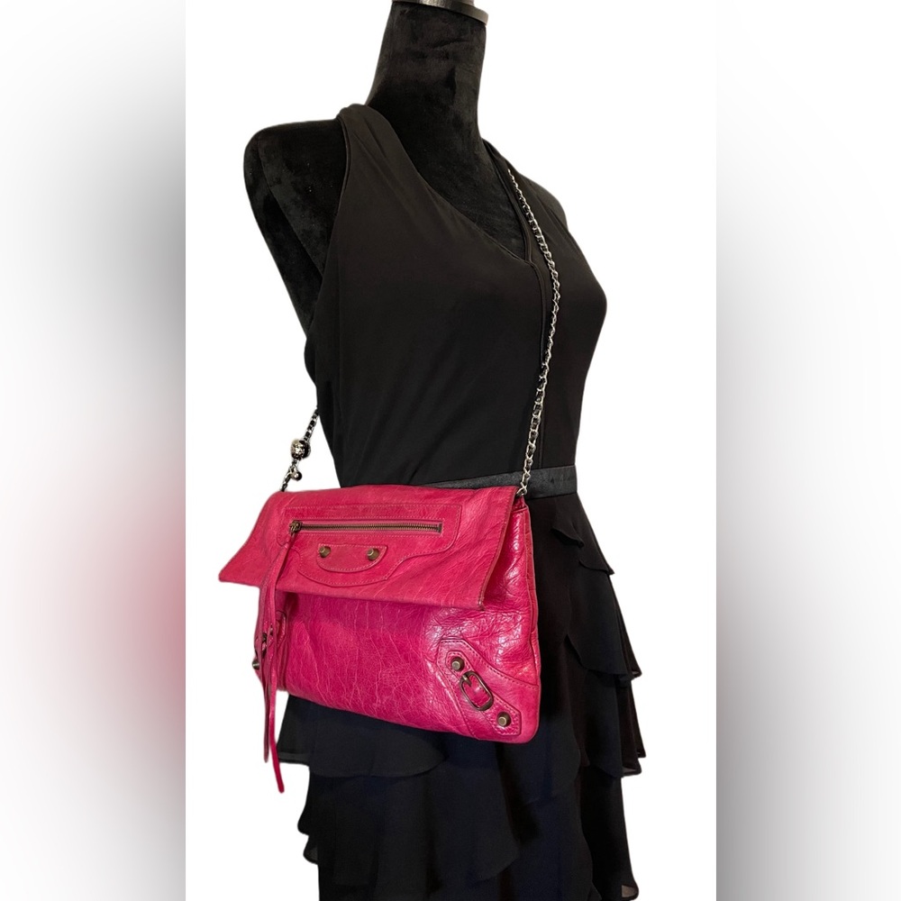 Balenciaga Pink Clutch with Chain Strap
